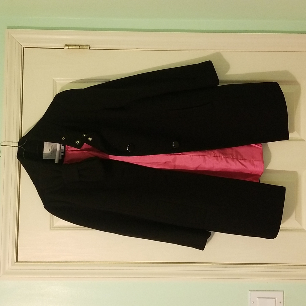 Kate Spade bow neck wool coat in black